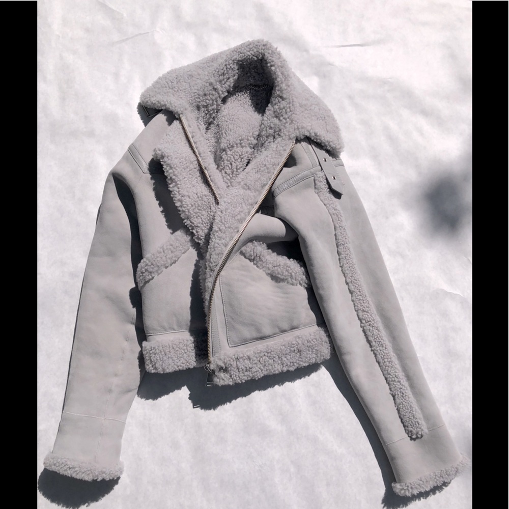 Light Gray Shearling Jacket Victoria Beckham 6